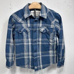 Cody James Boys Blue Striped Print Long Sleeve Snap Western Shirt 4T